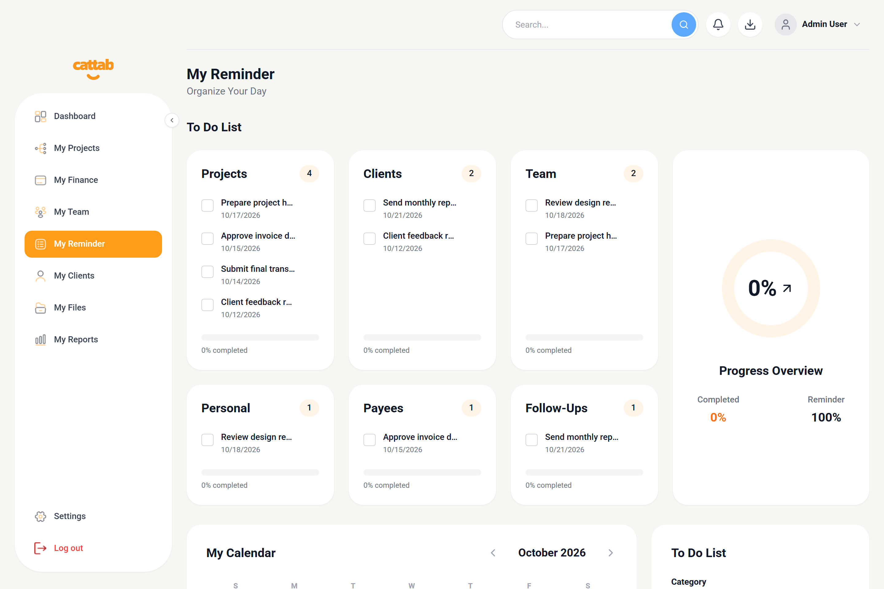 CATTAB Schedule and Priority Reminders